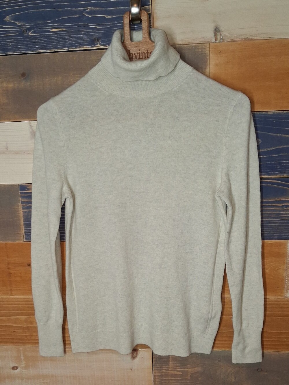 Banana Republic Merino Wool Blend Turtleneck Sweater S Heathered Cream
